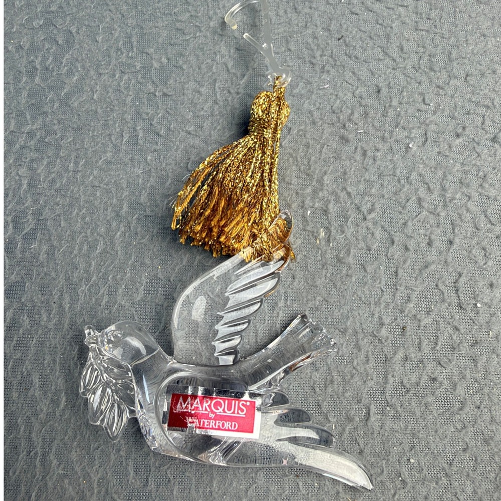 Marquis by Waterford Crystal Dove Ornament 3 inch Germany 139907 Gold Tassel NIB